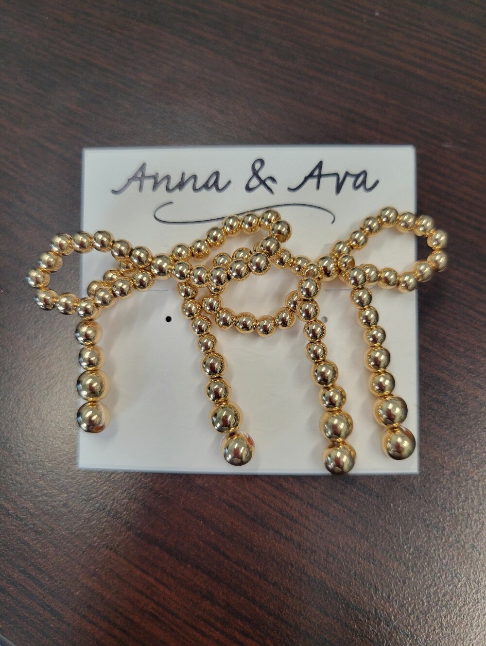 Anna & Ava Gold Beaded Bow Hair Accessory